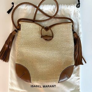 ISABEL MARANT Authentic Tyag Crossbody Bag Natural Woven Raffia Tassels Rare NWT